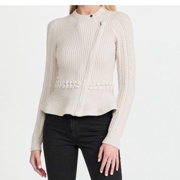 Jonathan Simkhai Andi Cream Cardigan Sweater - Picture 1 of 12